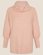 Plain Stitch Split Neck Jumper, Orange (PEACH), large