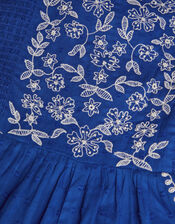 Floral Embroidered Strappy Playsuit, Blue (BLUE), large