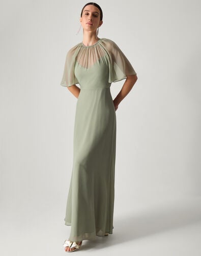 Mona Angel Sleeve Maxi Dress, Green (SAGE), large