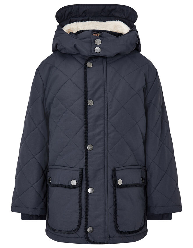 Quilted Coat with Hood, Blue (NAVY), large