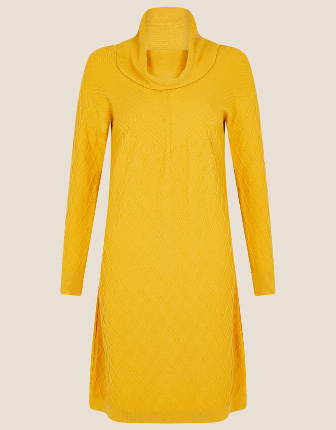 Cali Stitchy Knit Dress, Yellow (OCHRE), large
