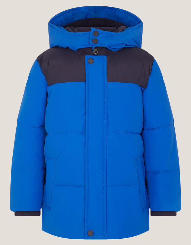 Blue Colourblock Puffer Jacket