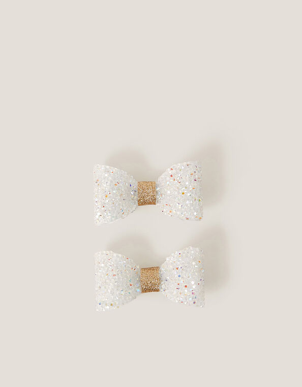 2-Pack Glitter Bow Hair Clips, , large