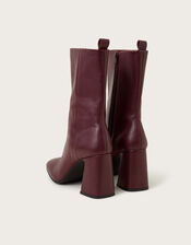 Orla Leather Heeled Boots, Red (BURGUNDY), large
