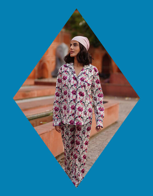 Luna & Noon Rajasthan Print Pyjama Set, Pink (PINK), large