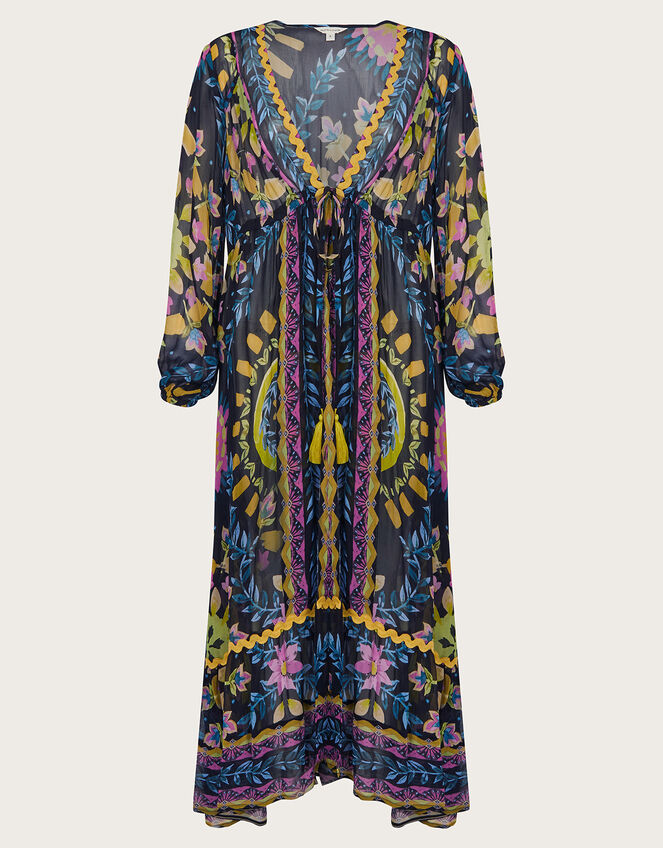 Delia Button Kaftan, Black (BLACK), large