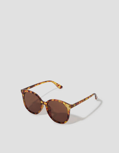 Preppy Tort Round Sunglasses, , large