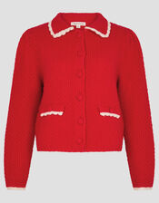 Nina Scalloped Collar Cardigan, Red (RED), large