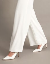 Scallop Satin Bridal Court Shoes, Ivory (IVORY), large