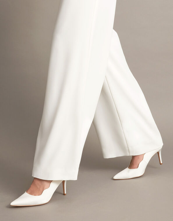 Scallop Satin Bridal Court Shoes, Ivory (IVORY), large