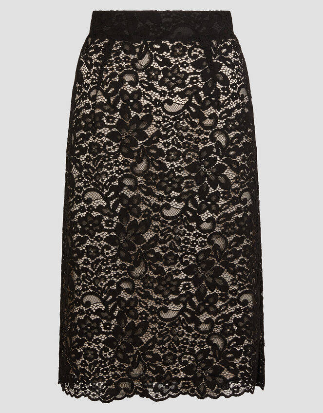 Ria Lace Pencil Skirt , Black (BLACK), large