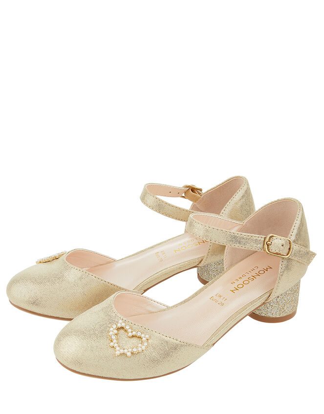 Hallie Gold Heart Charm Shoe, Gold (GOLD), large