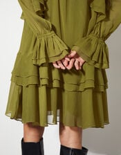 Aria Ruffle Dress, Green (OLIVE), large