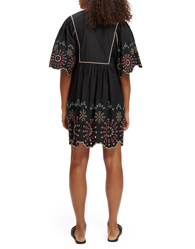Scotch and Soda Broderie Mini Dress, Black (BLACK), large