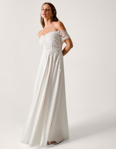 Maddie Off-Shoulder Wedding Dress, Ivory (IVORY), large