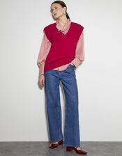 Zuri Zip Detail Knitted Vest, Red (RED), large