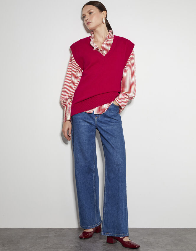 Zuri Zip Detail Knitted Vest, Red (RED), large