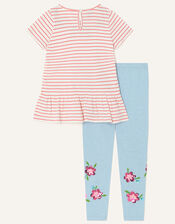 Jersey Stripe Applique Flower Set, Red (RED), large