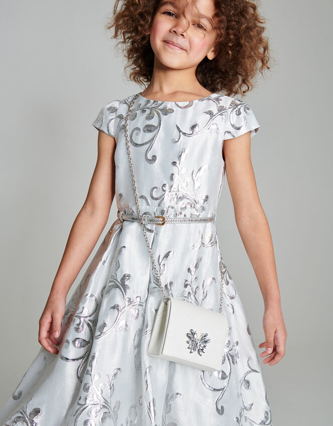 Mira Jacquard Dress, Silver (SILVER), large
