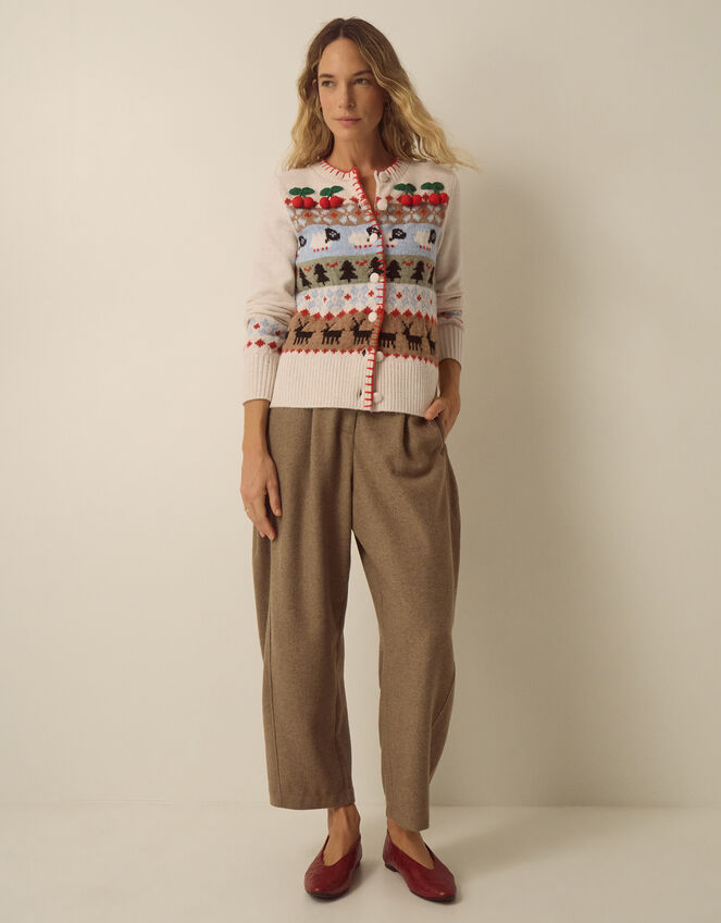 Fi Fair Isle Christmas Cardigan, Ivory (IVORY), large