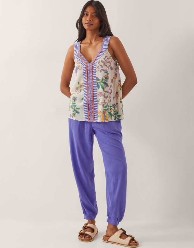 Kaia Floral Print Cami Top, Ivory (IVORY), large