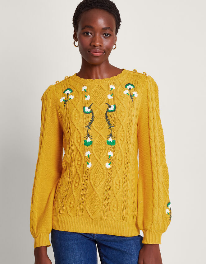 Etta Embroidered Jumper, Yellow (YELLOW), large