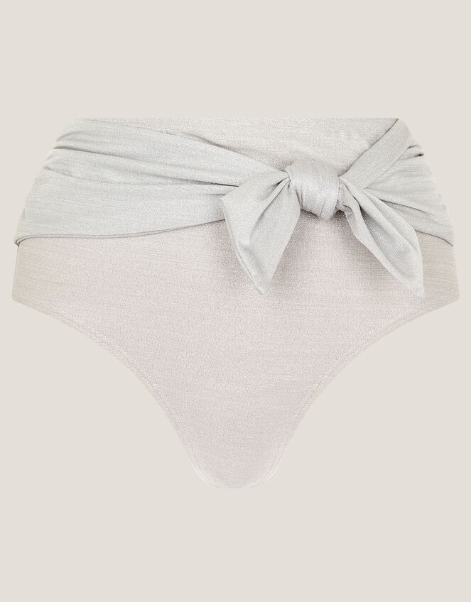 Kiki Glitter High Waist Bikini Bottom, Silver (SILVER), large