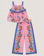 Oriana Fruity Top & Trousers Set, Pink (PINK), large