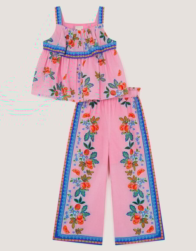Oriana Fruity Top & Trousers Set, Pink (PINK), large