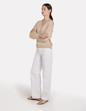 Wispr Sydney Sunset V-Neck Jumper, Camel (BEIGE), large