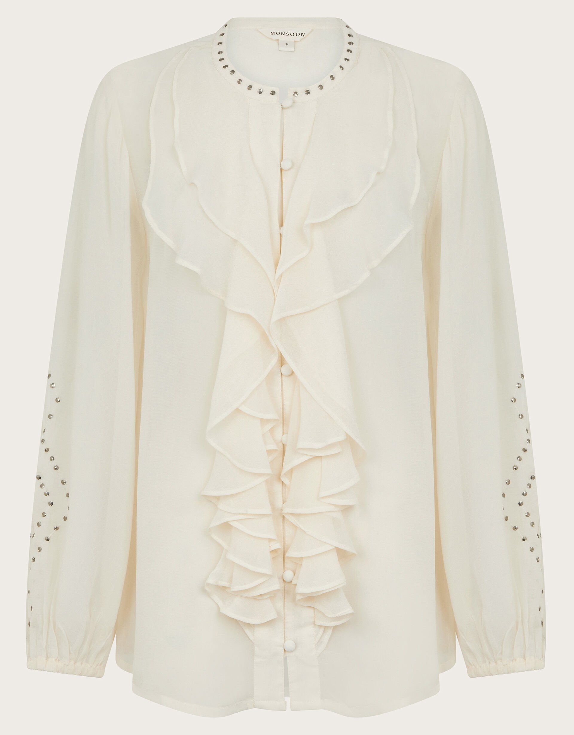 Silk ruffle blouse ivory new arrivals