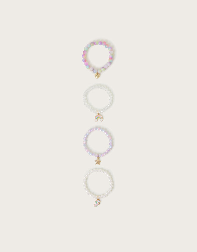 4-Pack Beaded Unicorn Charm Bracelets, , large