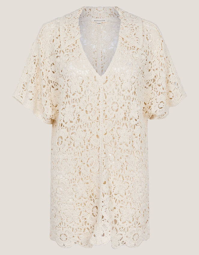 Ren Crochet Collared Blouse, Ivory (IVORY), large