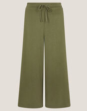 Jo Jersey Culotte Trousers, Green (KHAKI), large