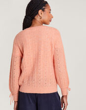 Super-Soft Pointelle Cardigan, Orange (PEACH), large