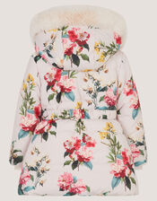 Baby Botanical Print Puffer Coat, Ivory (IVORY), large