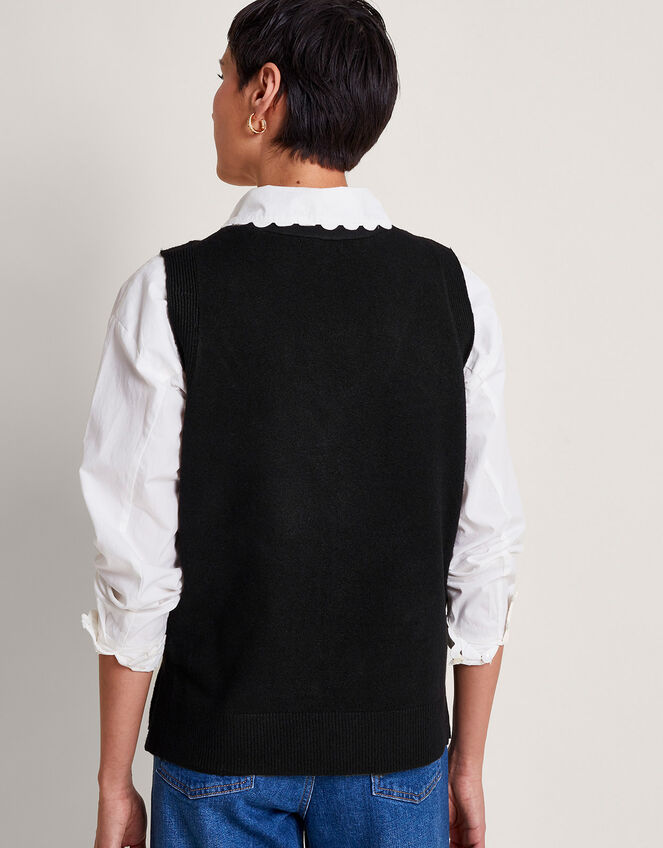 Bri Knit Sweater Vest, Black (BLACK), large