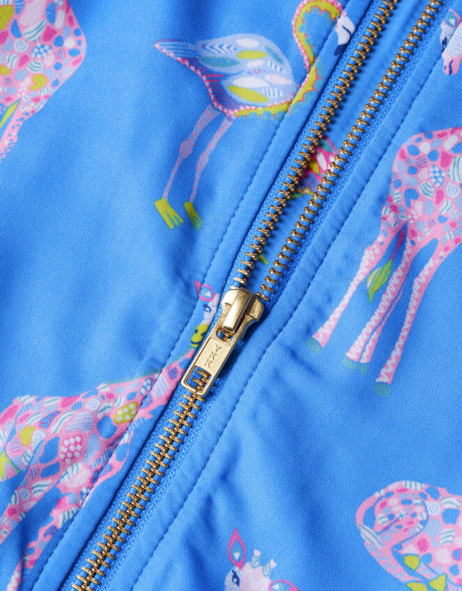 Giraffe and Flamingo Bomber Jacket WWF-UK Collaboration, Blue (BLUE), large
