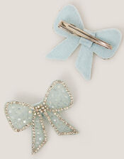 2-Pack Embellished Bow Hair Clips, , large