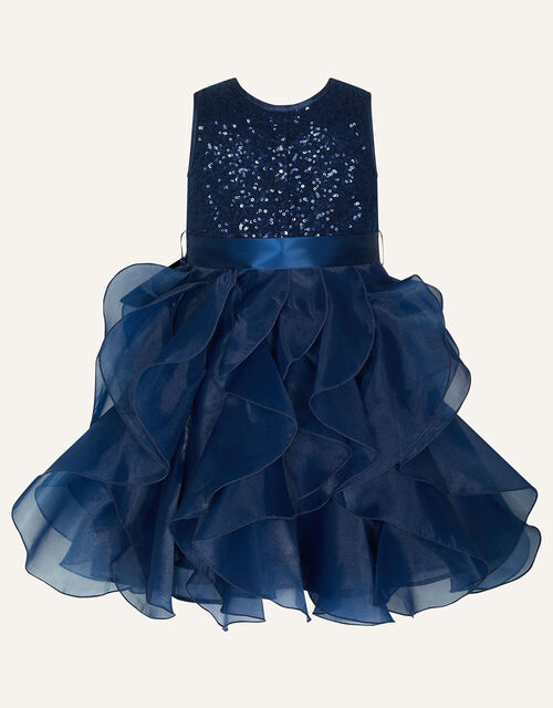 Baby Cancan Sequin Ruffle Dress, Blue (NAVY), large