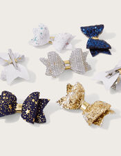 Sparkle Bow Hair Clips 7 Pack, , large