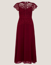 Monica Lace Midi Bridesmaid Dress, Red (BURGUNDY), large