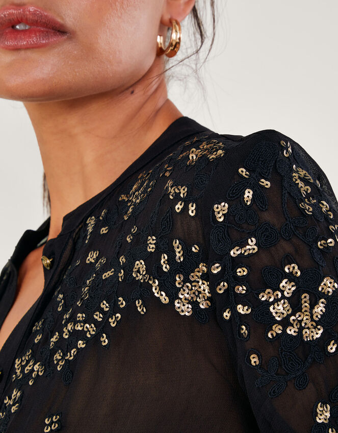 Greta Embellished Blouse, Black (BLACK), large