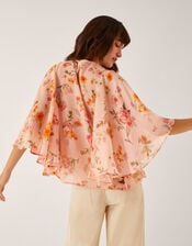 Cassia Shirred Floral Print Blouse, Nude (NUDE), large