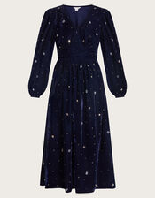 Dakota Embellished Velvet Dress, Blue (MIDNIGHT), large