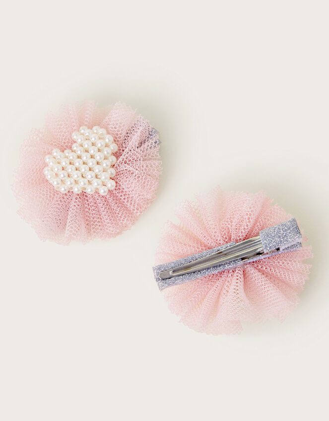 2-Pack Ruffle Heart Hair Clips, , large