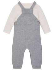Newborn Baby Bunny Knit Dungarees Set, Grey (GREY), large