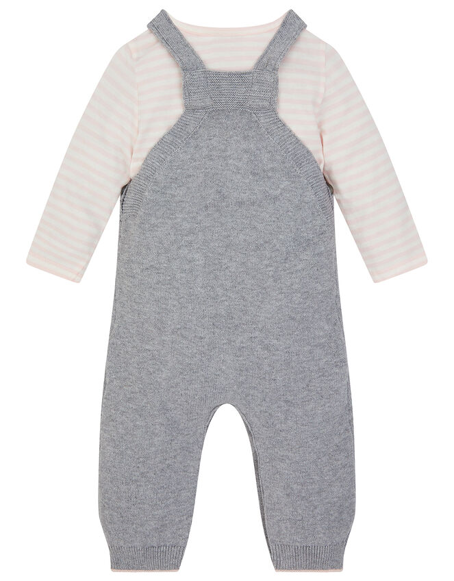 Newborn Baby Bunny Knit Dungarees Set, Grey (GREY), large