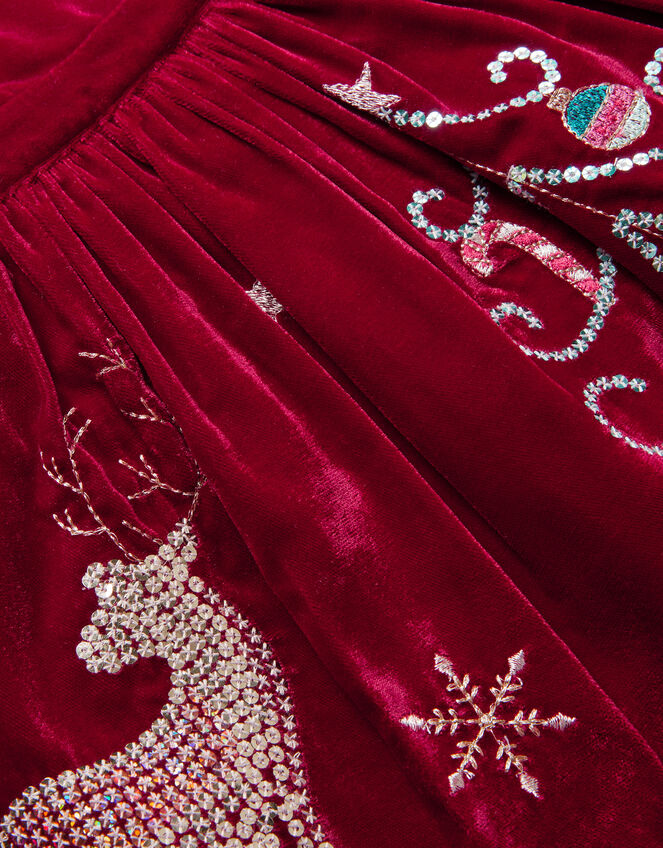 Baby Velvet Christmas Pinafore Dress, Red (BURGUNDY), large