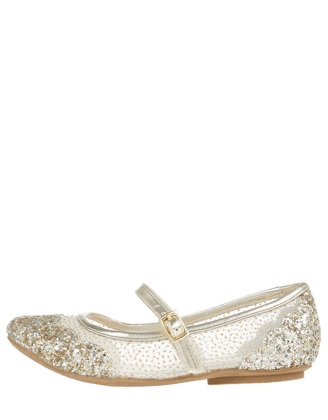 Primrose Glitter Princess Ballerina Shoes, Gold (GOLD), large